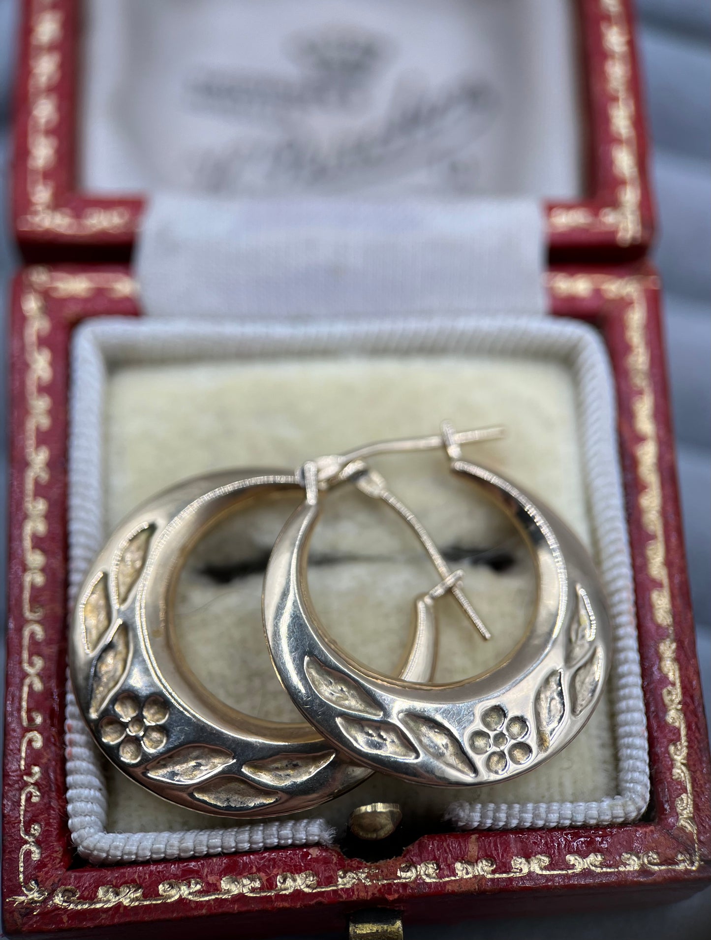 9ct Gold Floral Hoop Earrings