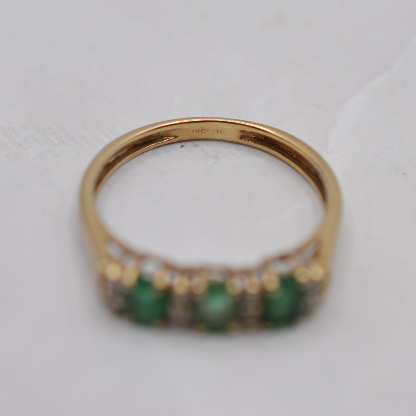 9ct Gold Emerald & Diamond Half-Eternity Ring