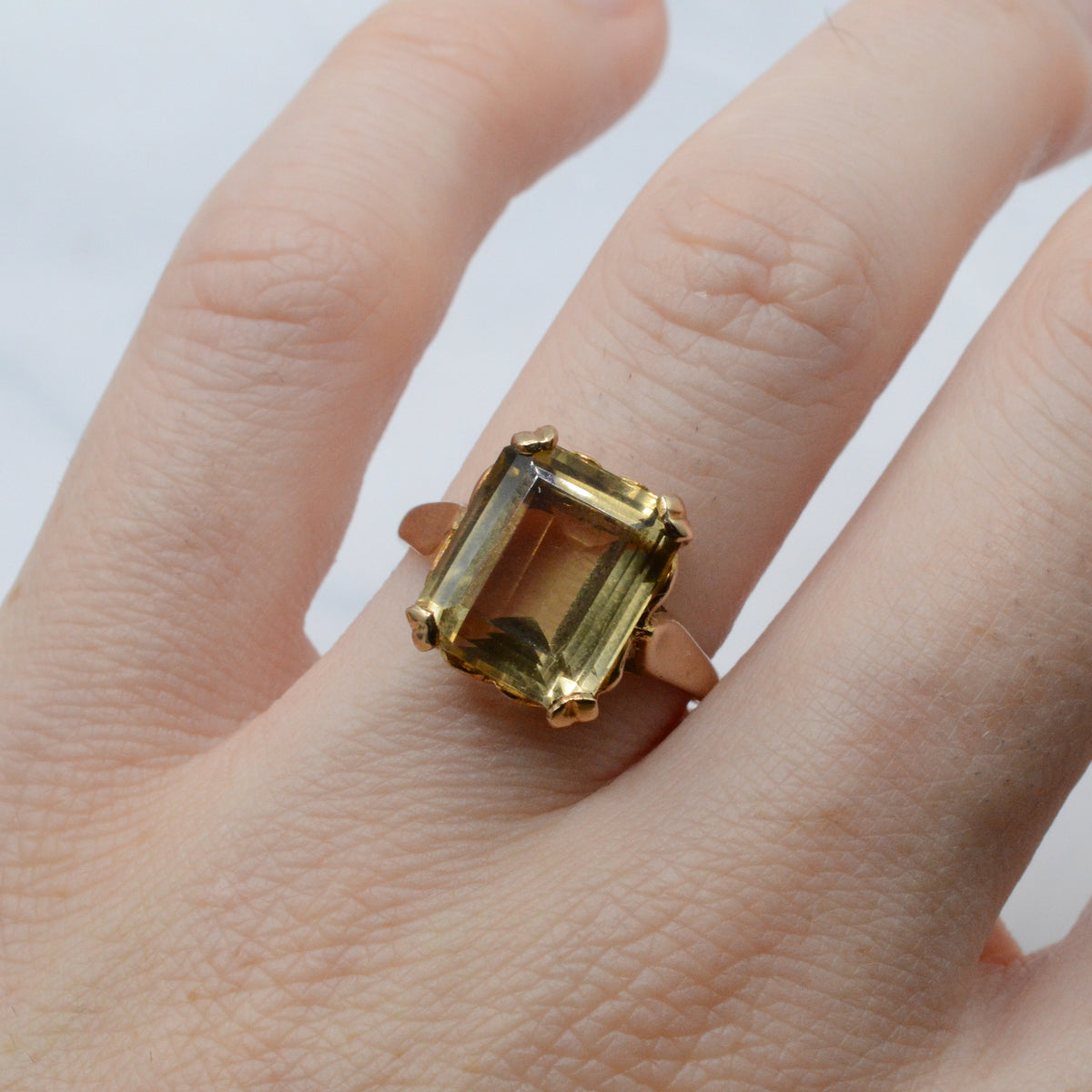 1960s Vintage 9ct Gold Citrine Dress Ring