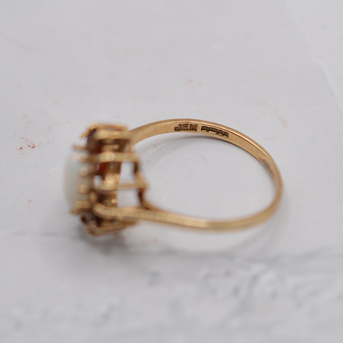 1980s 9ct Gold Opal & Garnet Cluster Ring