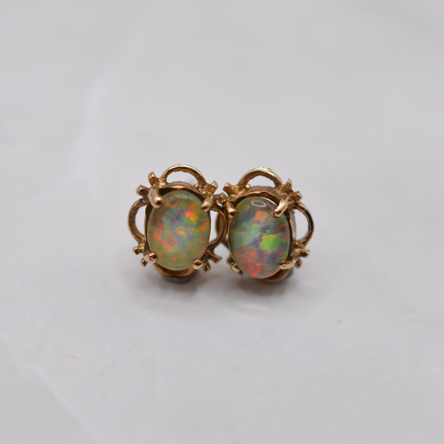 1990s 9ct Gold Opal Triplet Stud Earrings