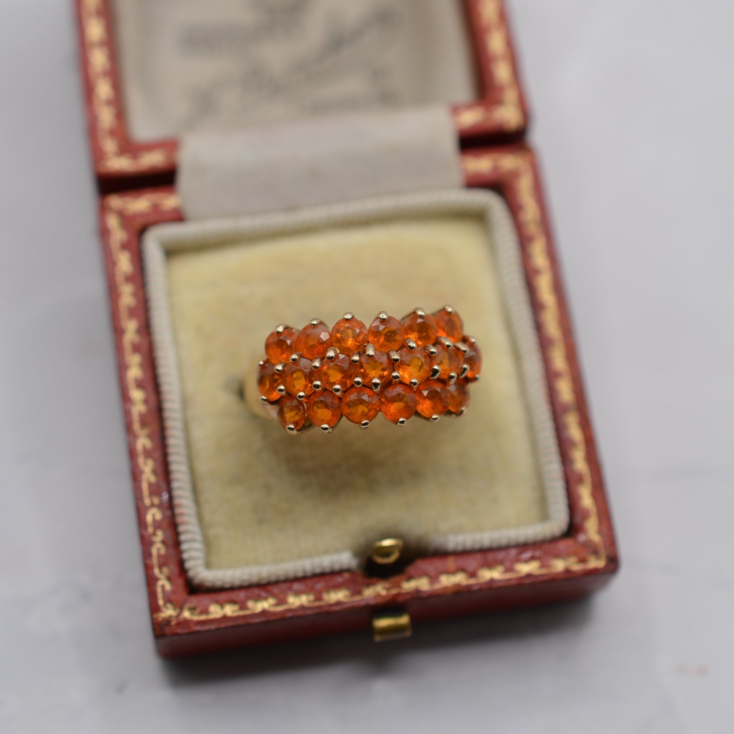 Y2K Chunky 9ct Gold Fire Opal Cluster Ring