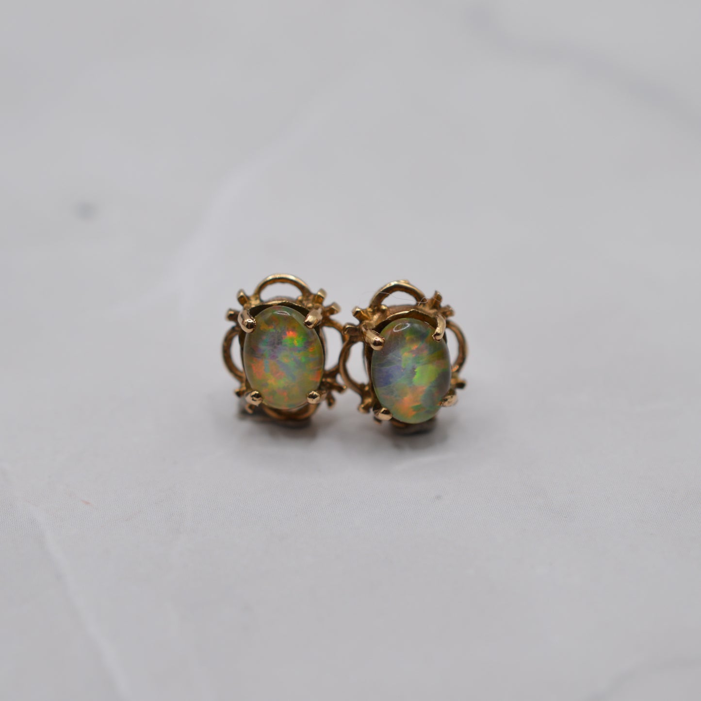 1990s 9ct Gold Opal Triplet Stud Earrings