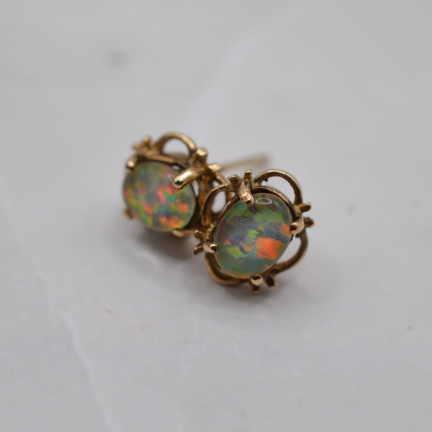 1990s 9ct Gold Opal Triplet Stud Earrings
