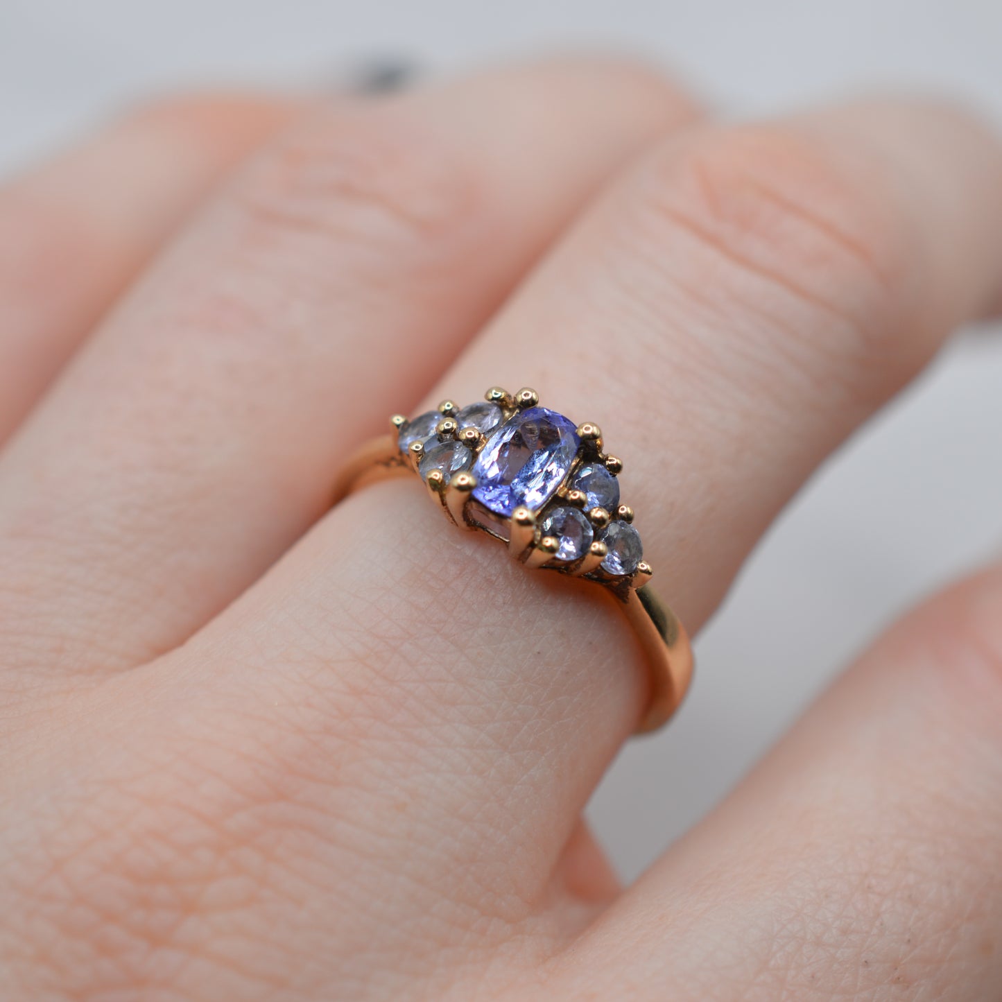 9ct Gold Tanzanite Cluster Dress Ring