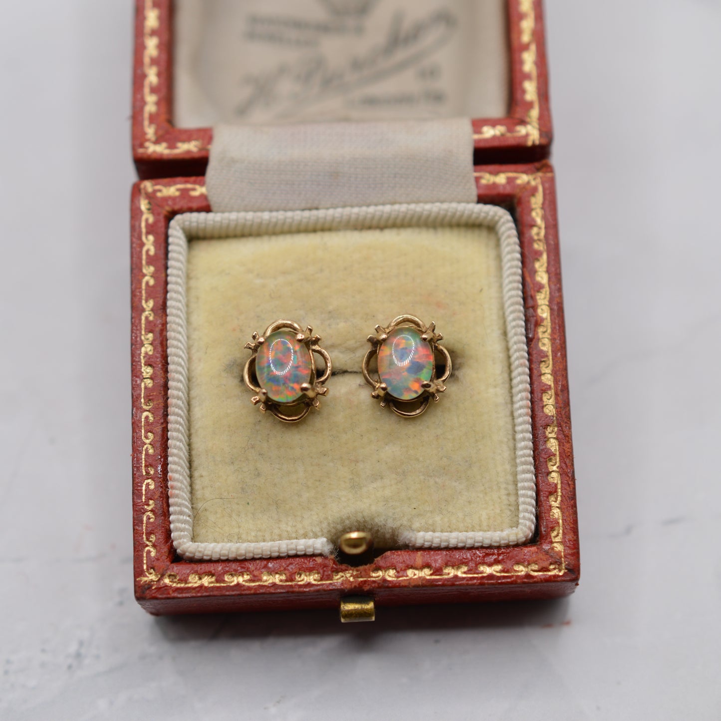 1990s 9ct Gold Opal Triplet Stud Earrings