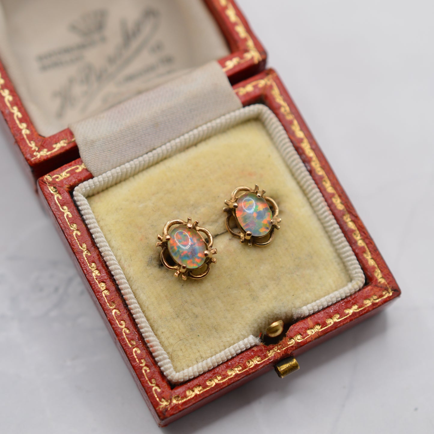 1990s 9ct Gold Opal Triplet Stud Earrings