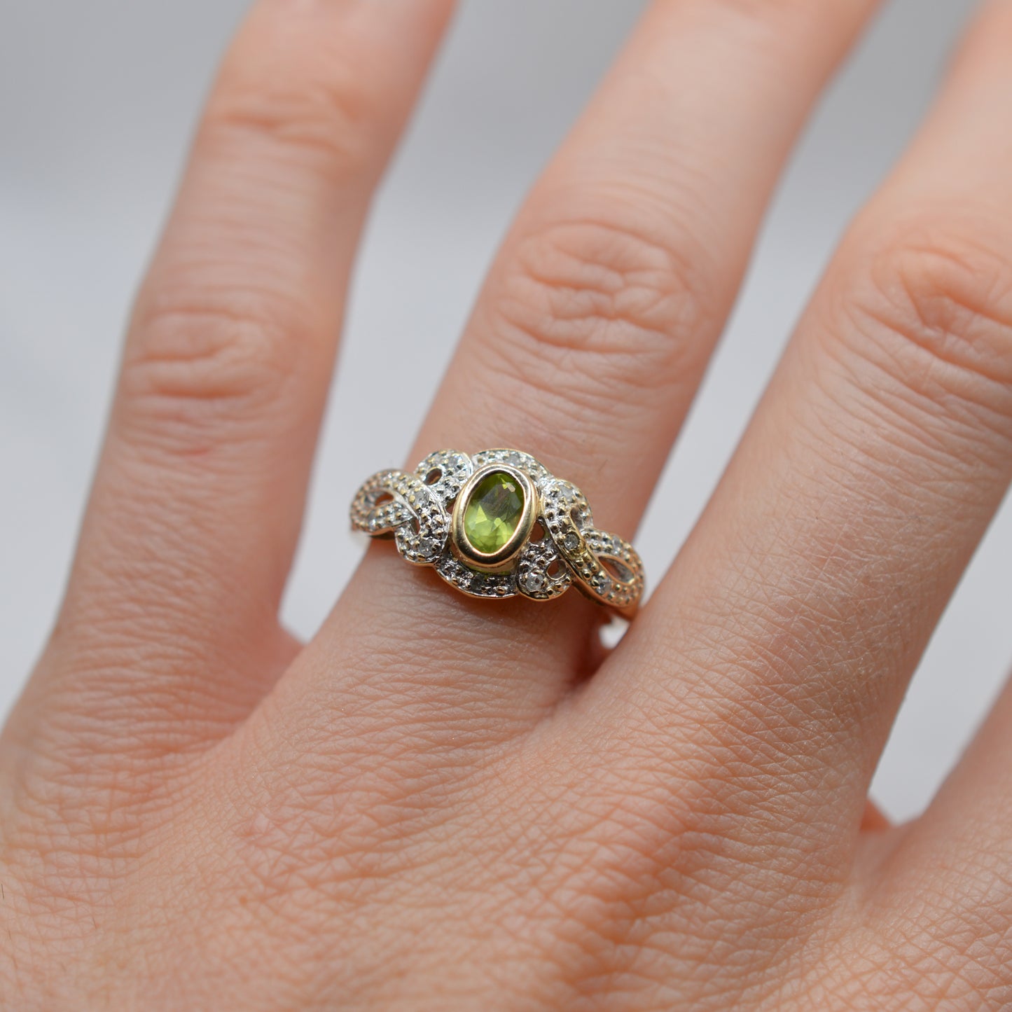 9ct Gold Peridot & Diamond Dress Ring