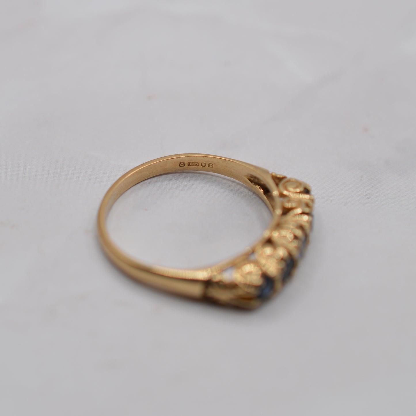 1970s Vintage 9ct Gold Sapphire Five-Stone Ring