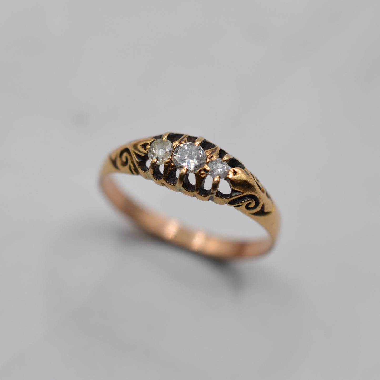 Antique 9ct Gold Diamond Trilogy Ring