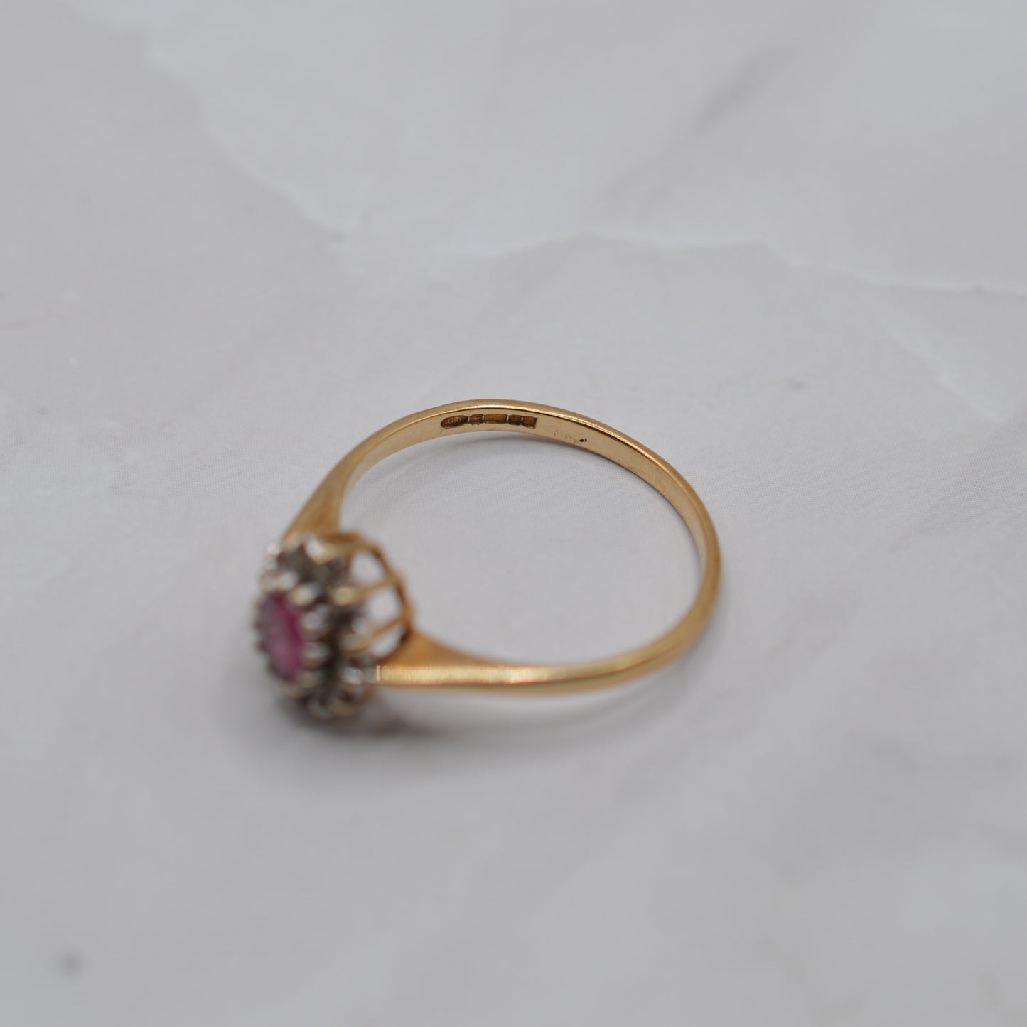 1980s Vintage 9ct Gold Ruby & Diamond Cluster Ring