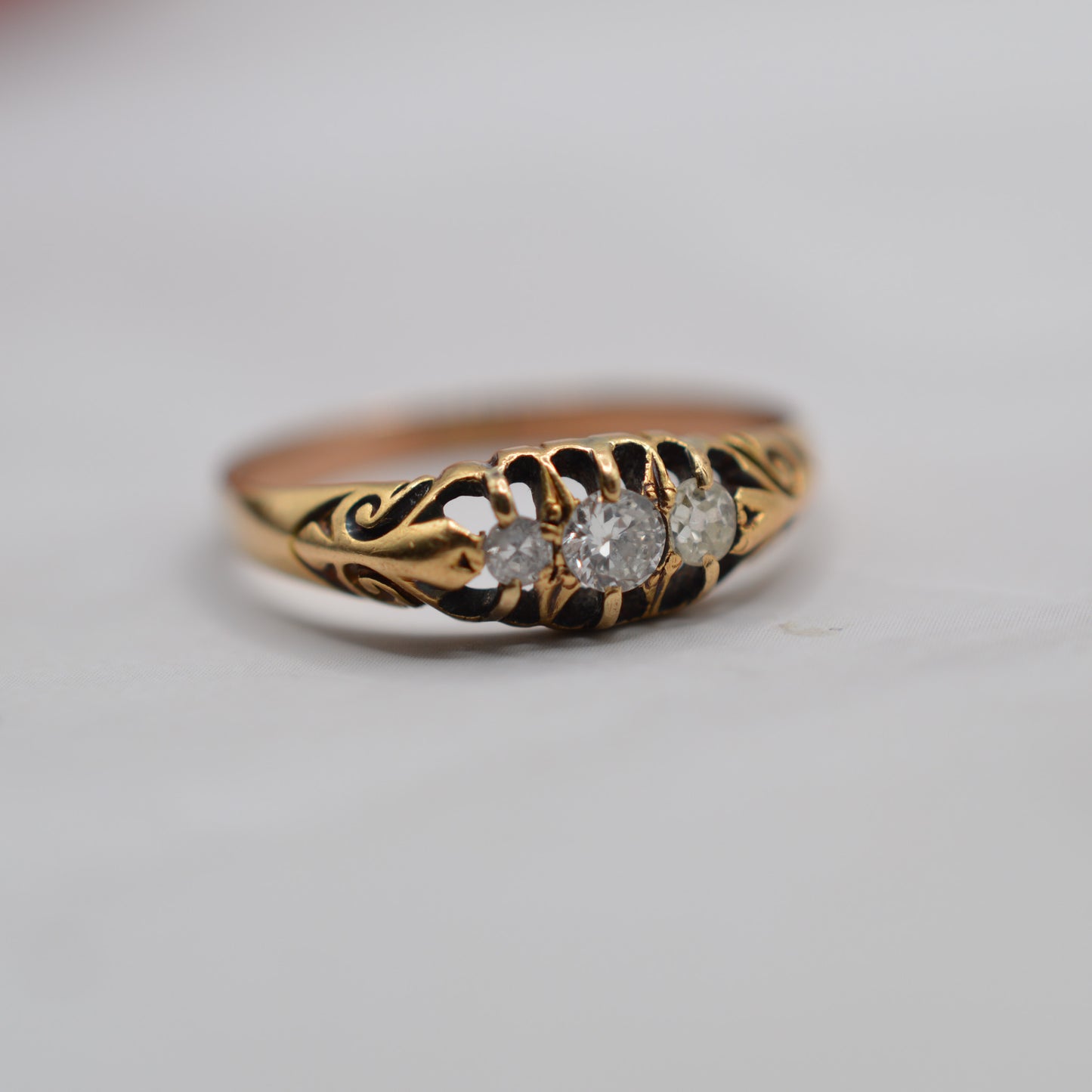 Antique 9ct Gold Diamond Trilogy Ring