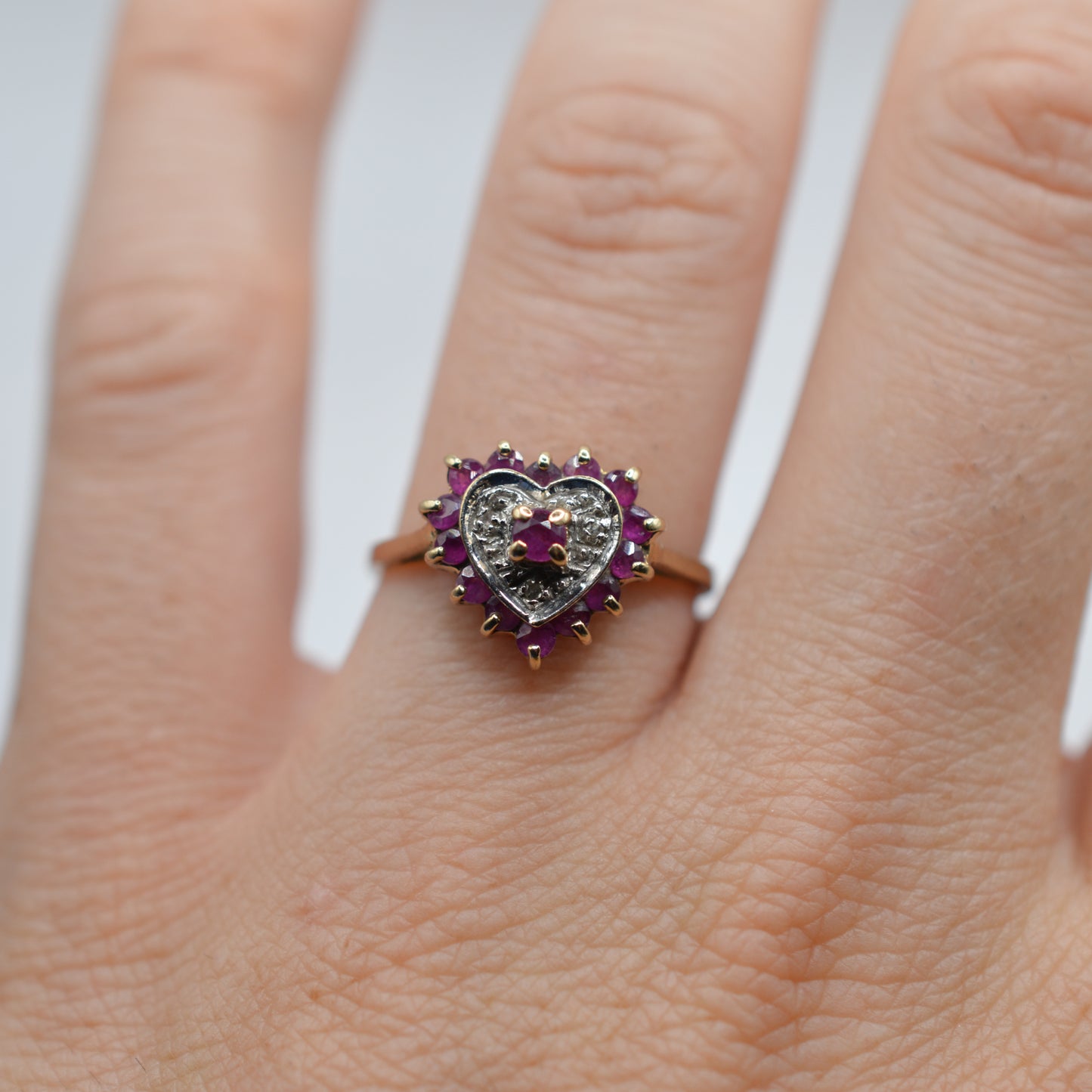 9ct Gold Ruby & Diamond Heart Ring