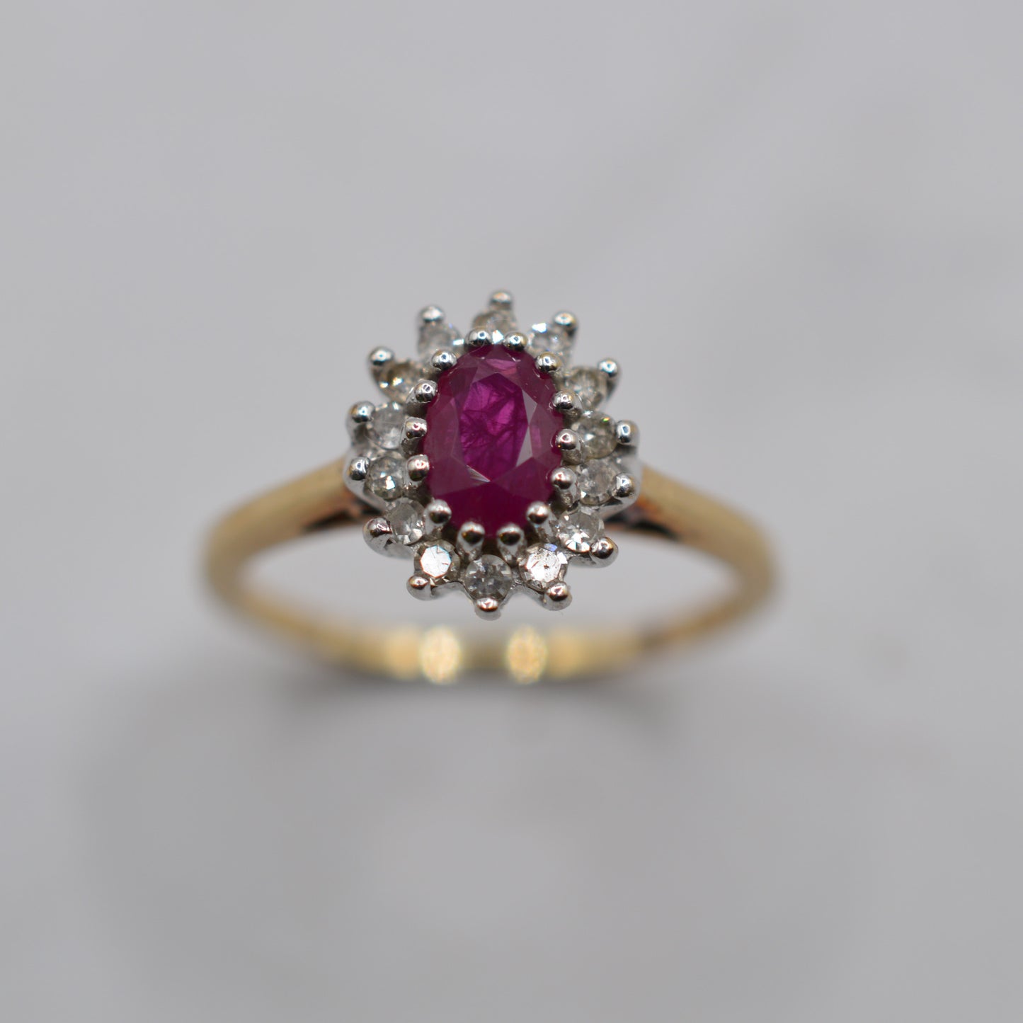 9ct Gold Ruby & Diamond Cluster Ring