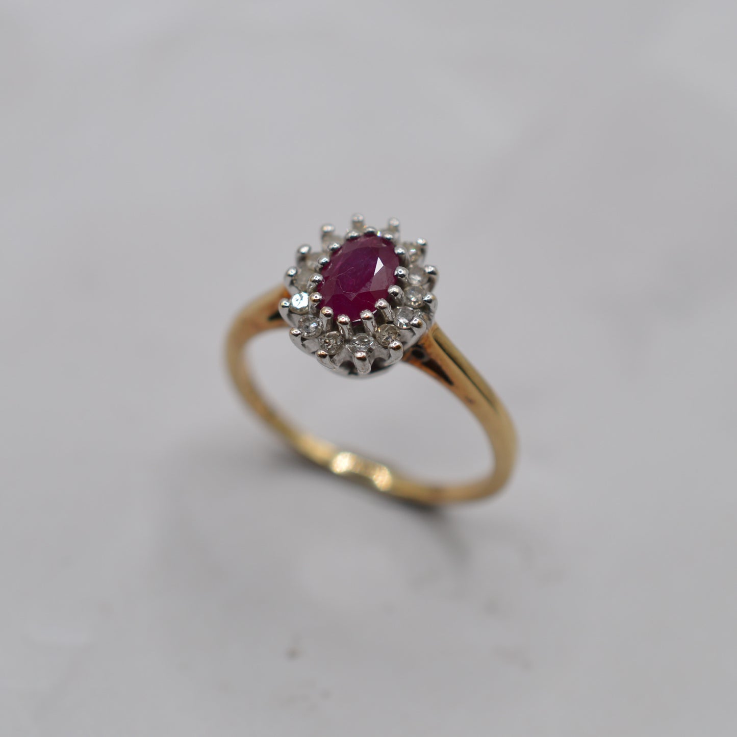 9ct Gold Ruby & Diamond Cluster Ring