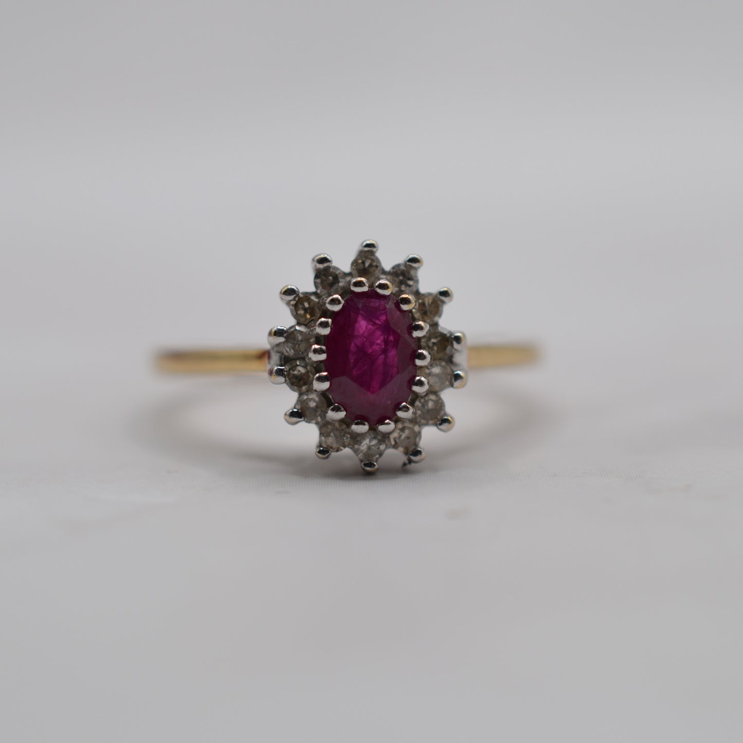 9ct Gold Ruby & Diamond Cluster Ring