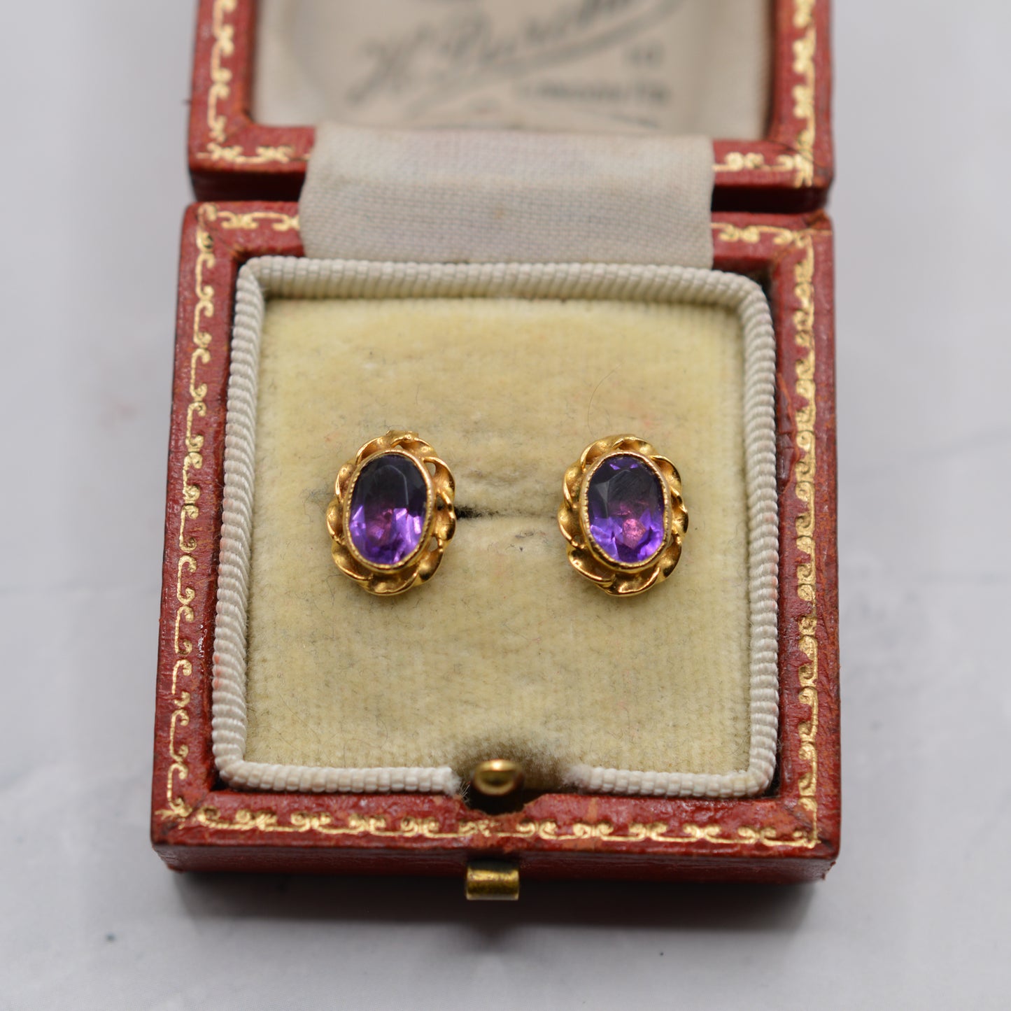 1970s Vintage 9ct Gold Amethyst Stud Earrings
