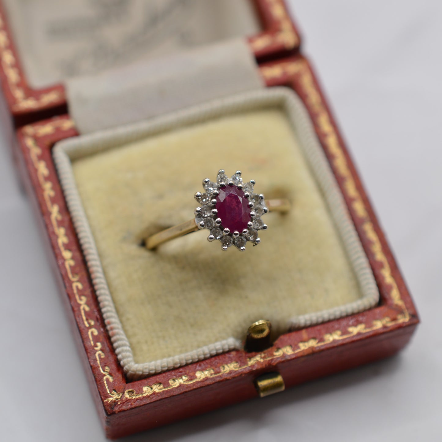 9ct Gold Ruby & Diamond Cluster Ring