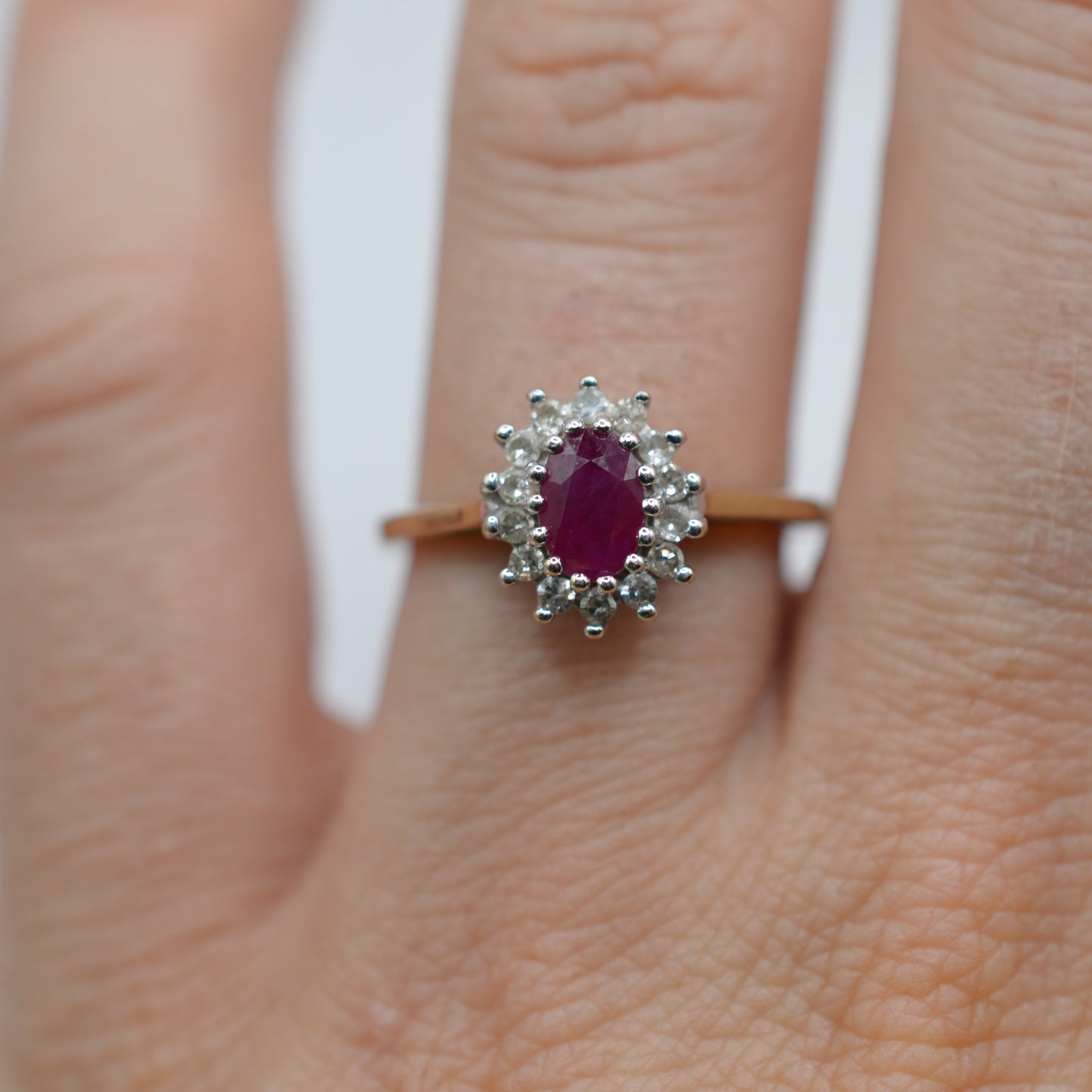 9ct Gold Ruby & Diamond Cluster Ring