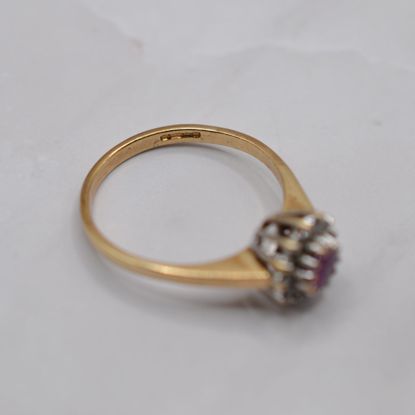 1990s 9ct Gold Ruby & Diamond Cluster Ring