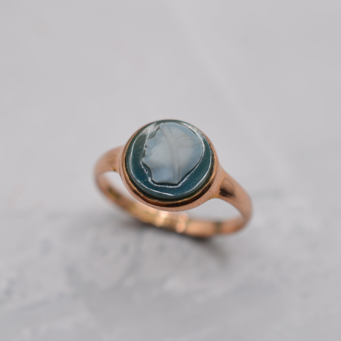 Antique 1913 Edwardian 9ct Gold Agate Cameo Ring
