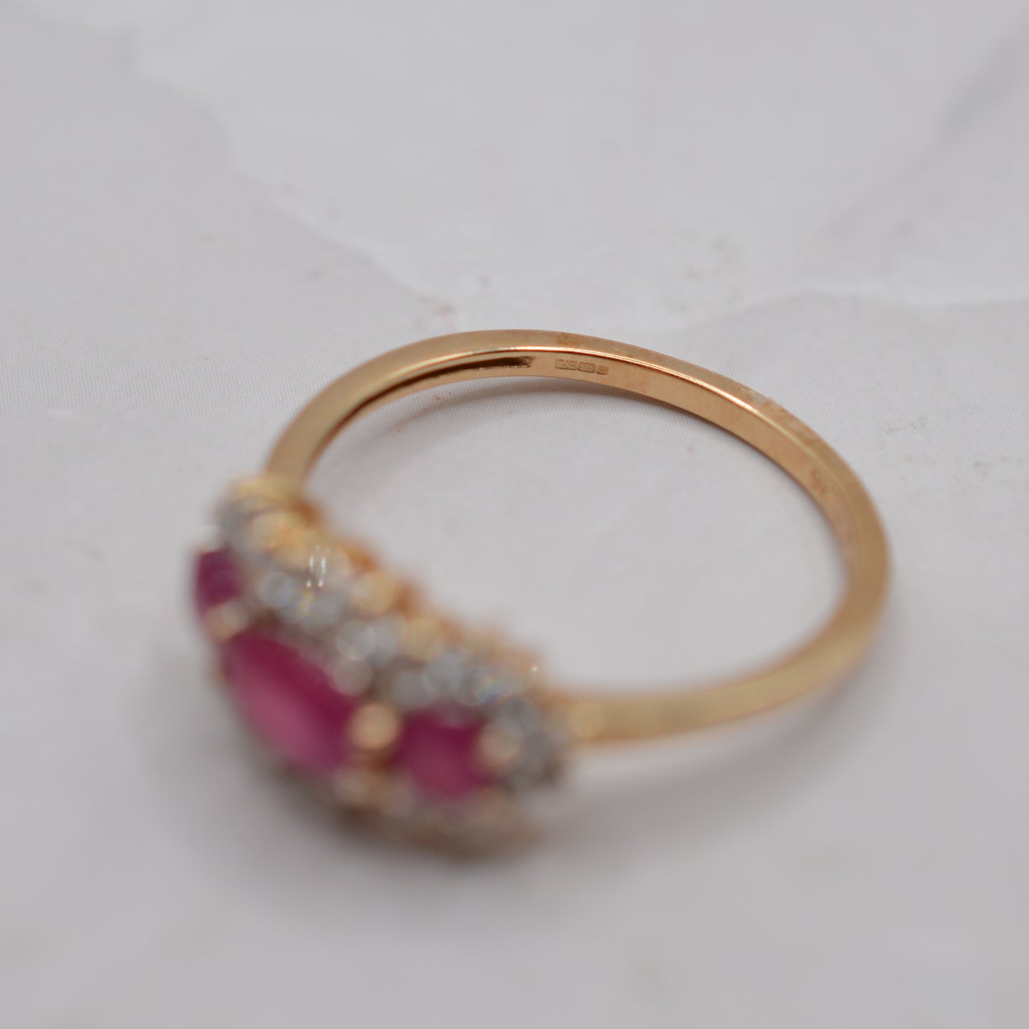 9ct Gold Ruby Triple Cluster Ring