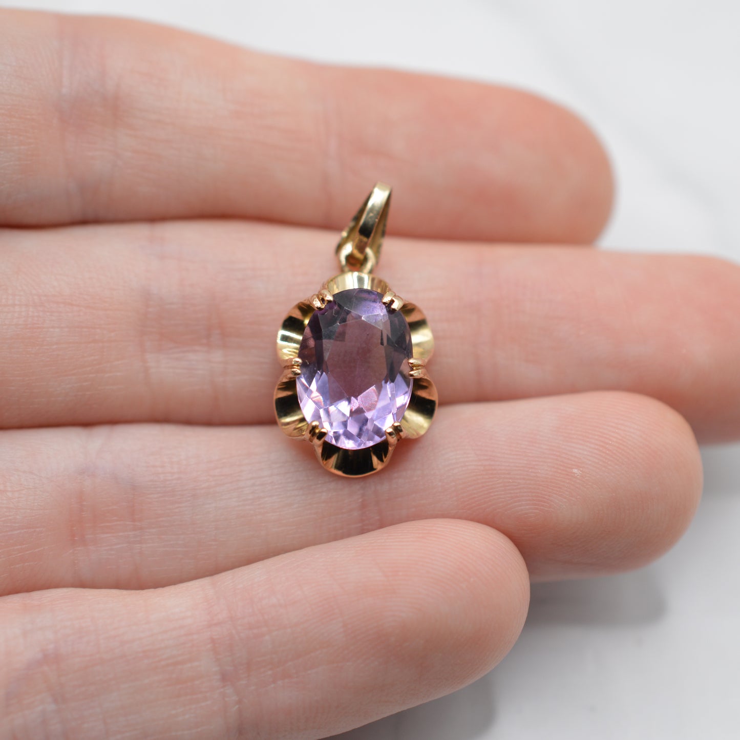1970s Vintage 9ct Gold Amethyst Pendant