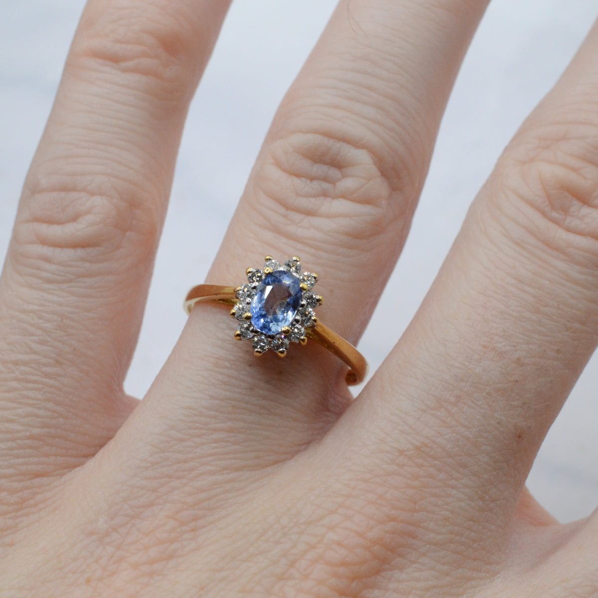 1980s 18ct Gold Sapphire & Diamond Cluster Ring
