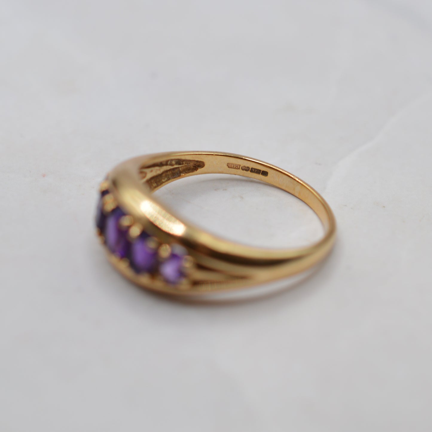 Chunky 9ct Gold Amethyst Five-Stone Ring