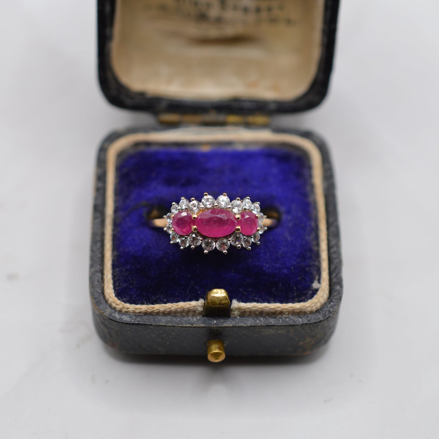 9ct Gold Ruby Triple Cluster Ring