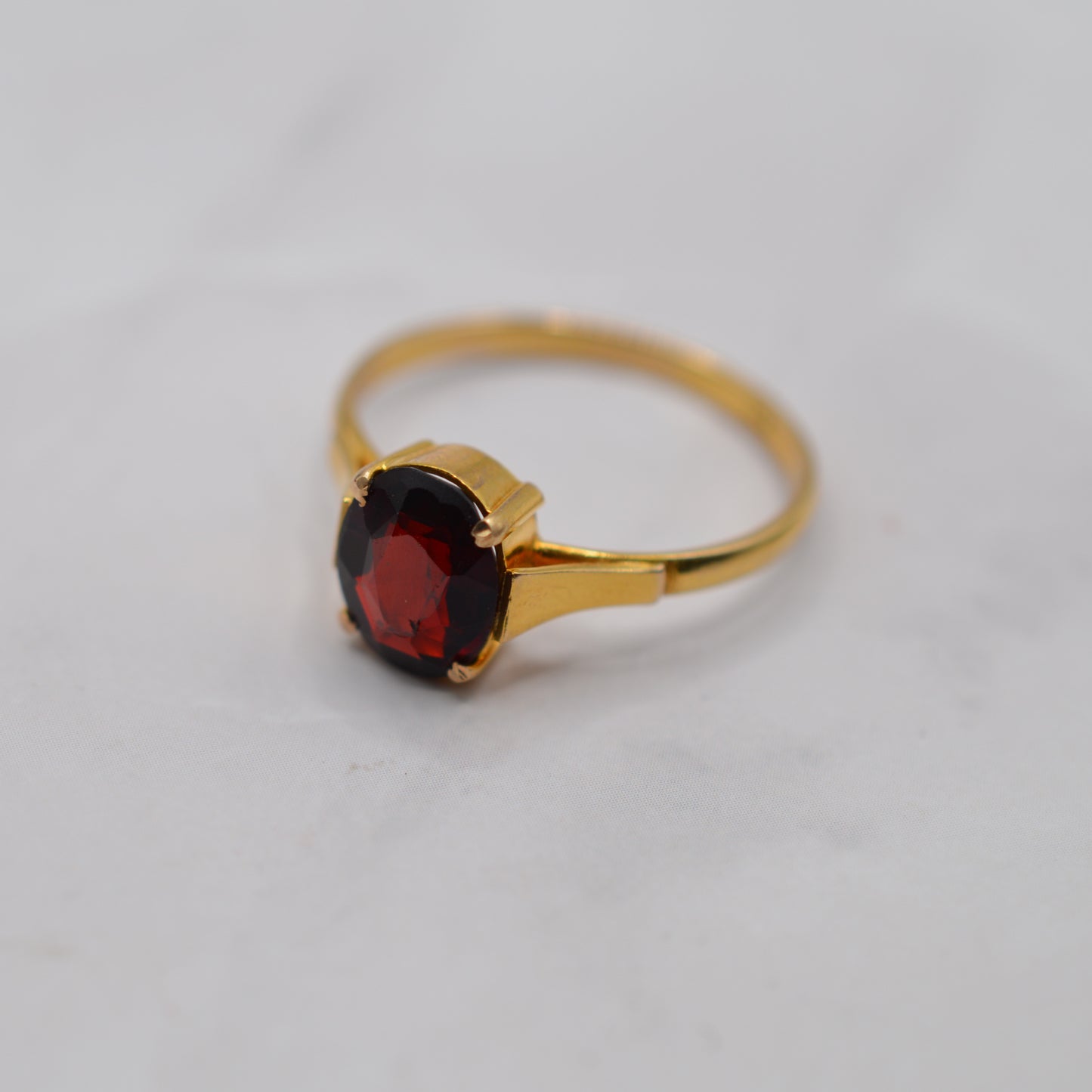 Antique 9ct Gold Garnet Bezel-Set Solitaire Ring