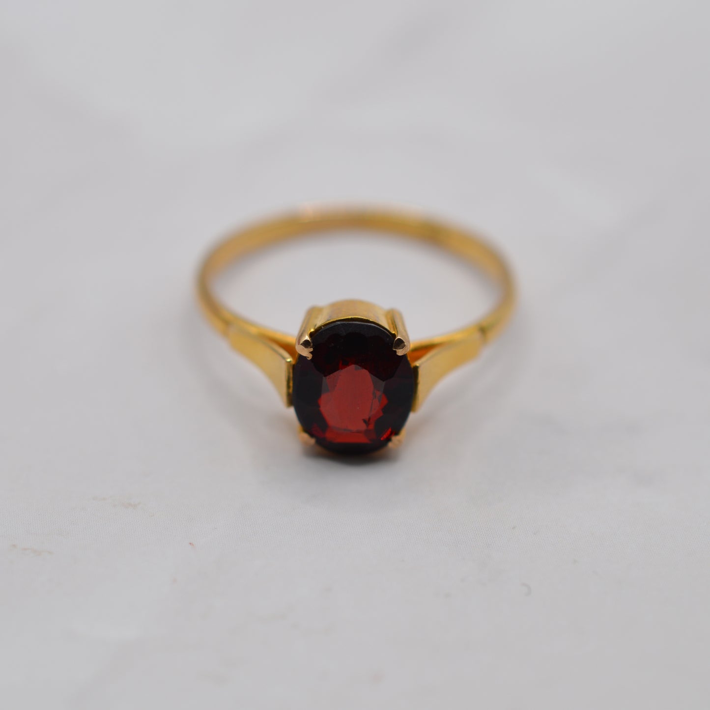 Antique 9ct Gold Garnet Bezel-Set Solitaire Ring