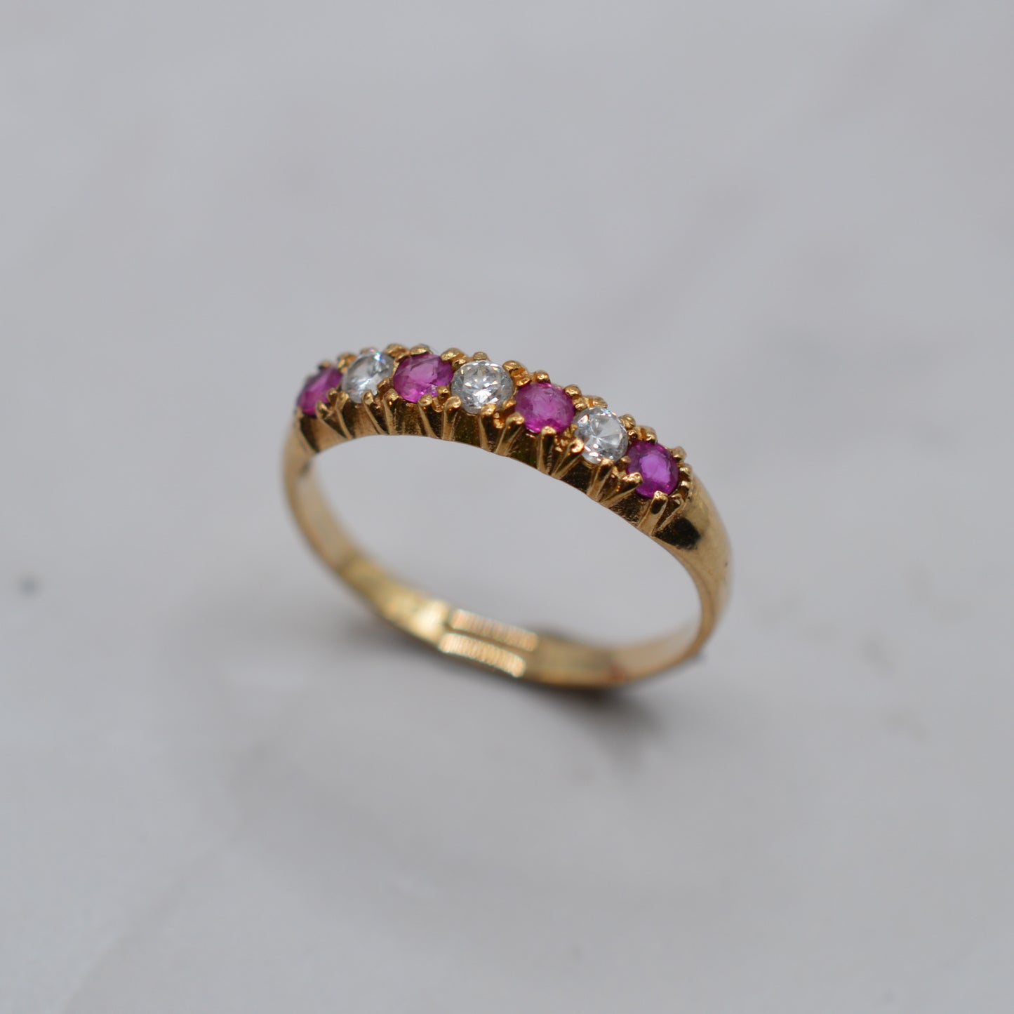 9ct Gold Ruby & CZ Half-Eternity Ring