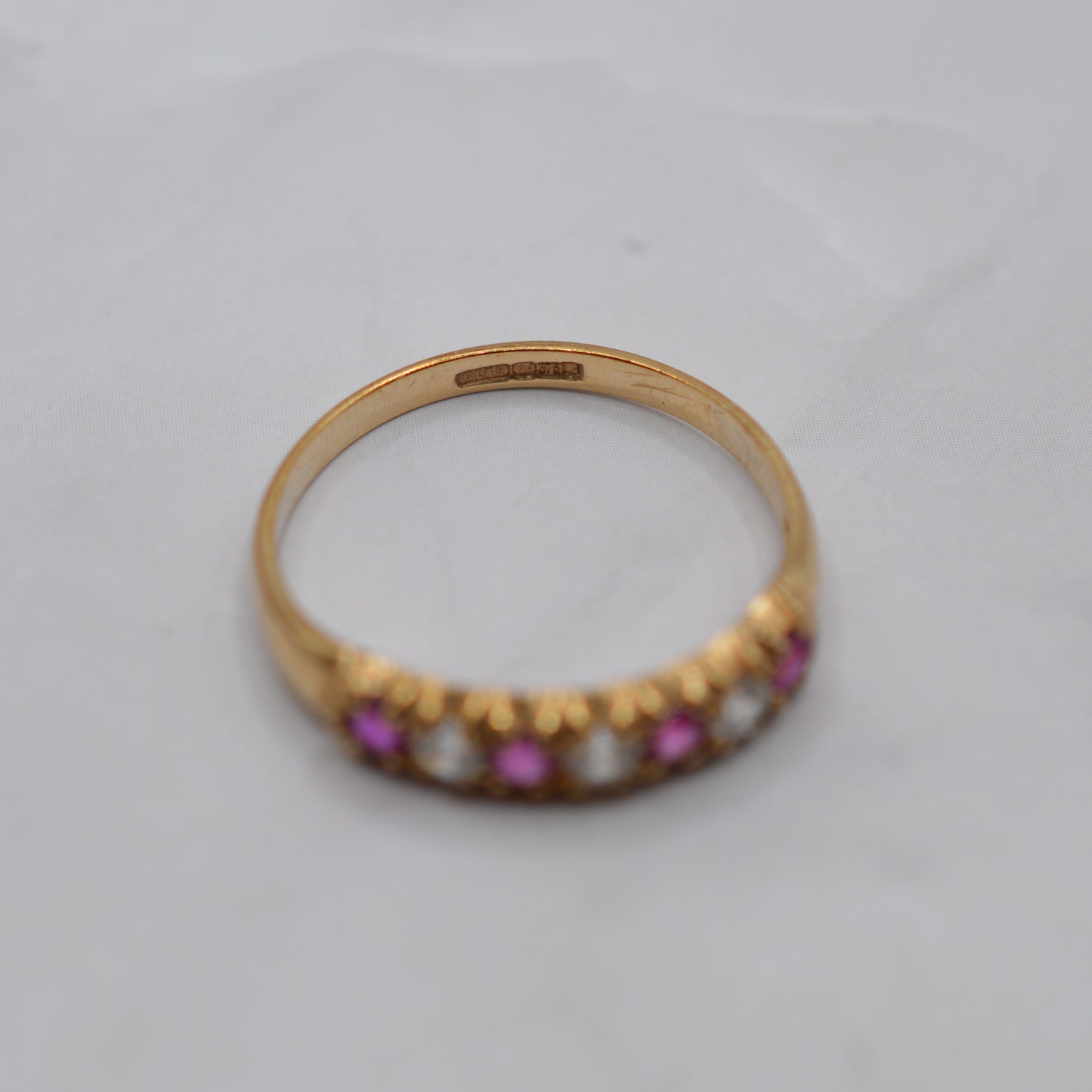 9ct Gold Ruby & CZ Half-Eternity Ring