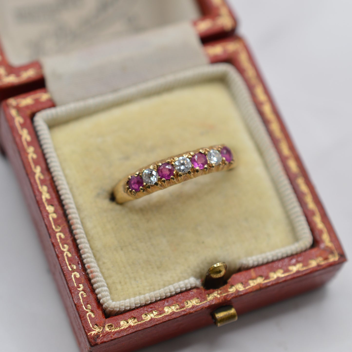9ct Gold Ruby & CZ Half-Eternity Ring