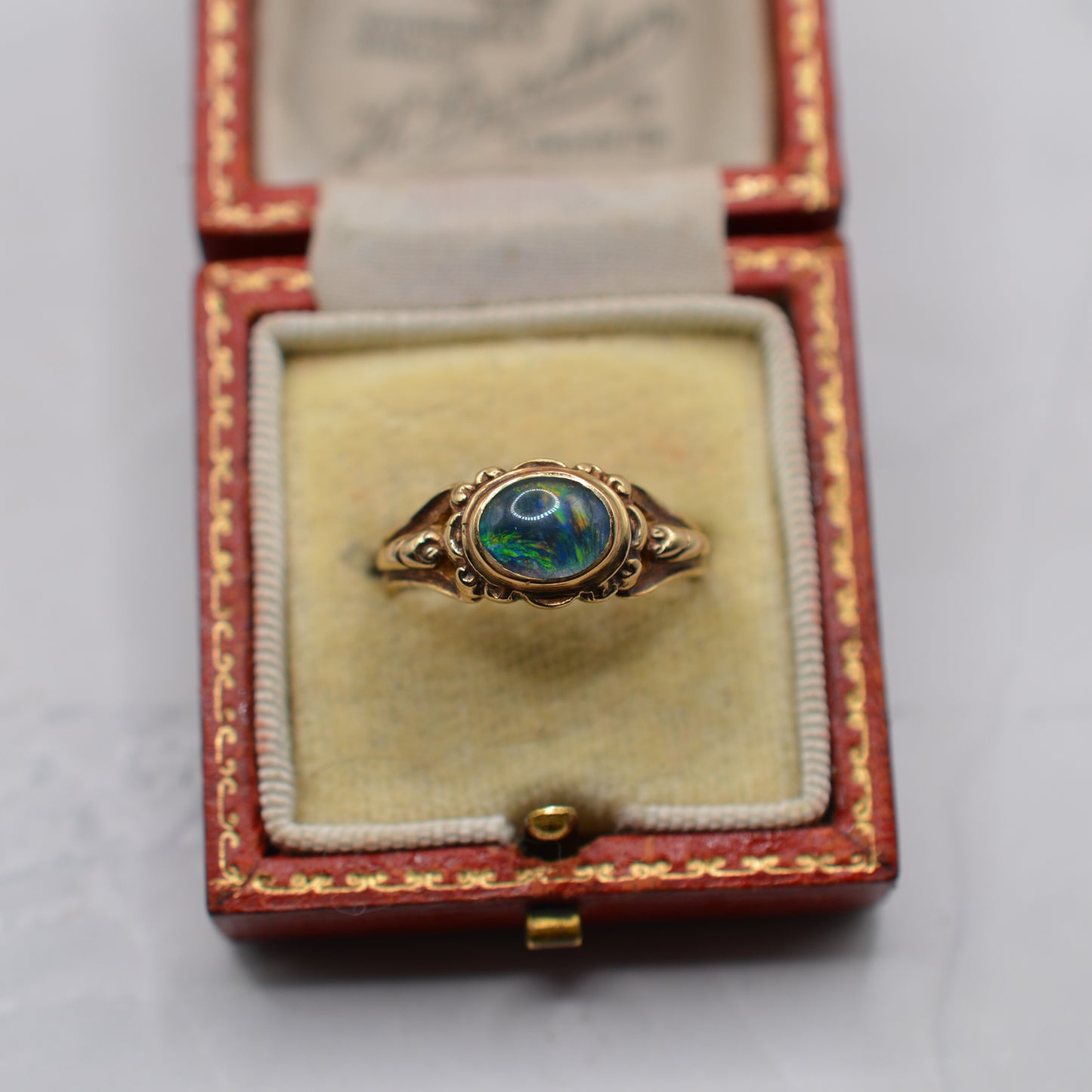 1970s Vintage 9ct Gold Opal Triplet Bezel Ring