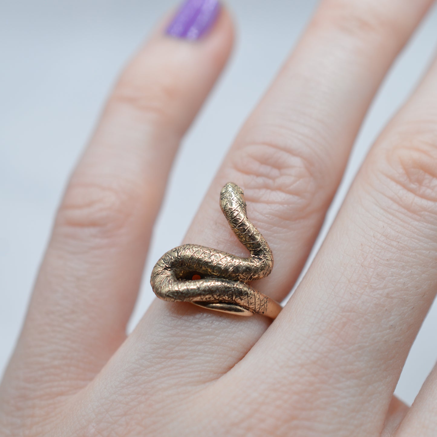 Chunky 1970s Vintage 9ct Gold Snake Ring