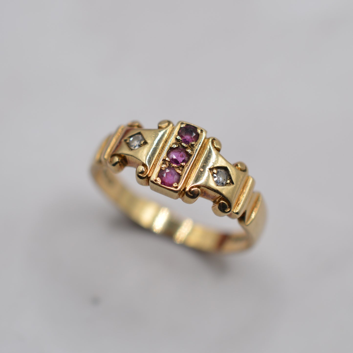 1980s 9ct Gold Ruby & Diamond Dress Ring