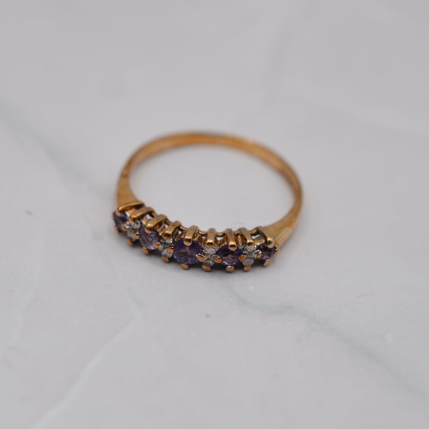 9ct Gold Amethyst & Diamond Half-Eternity Ring