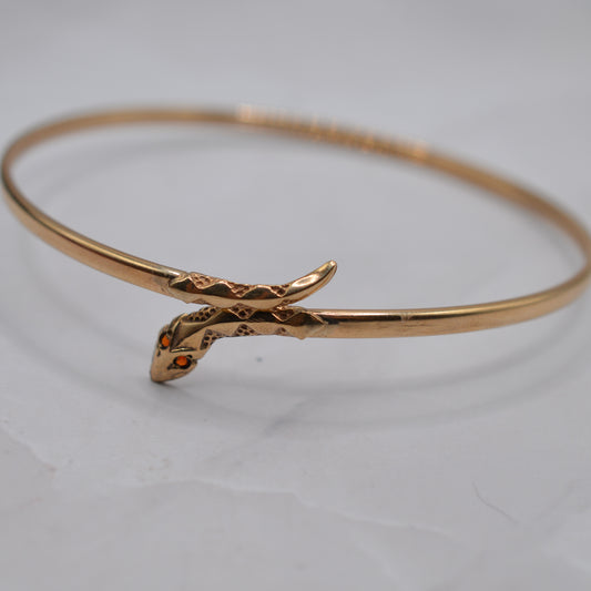 Vintage 9ct Gold Garnet Snake Bracelet/Bangle
