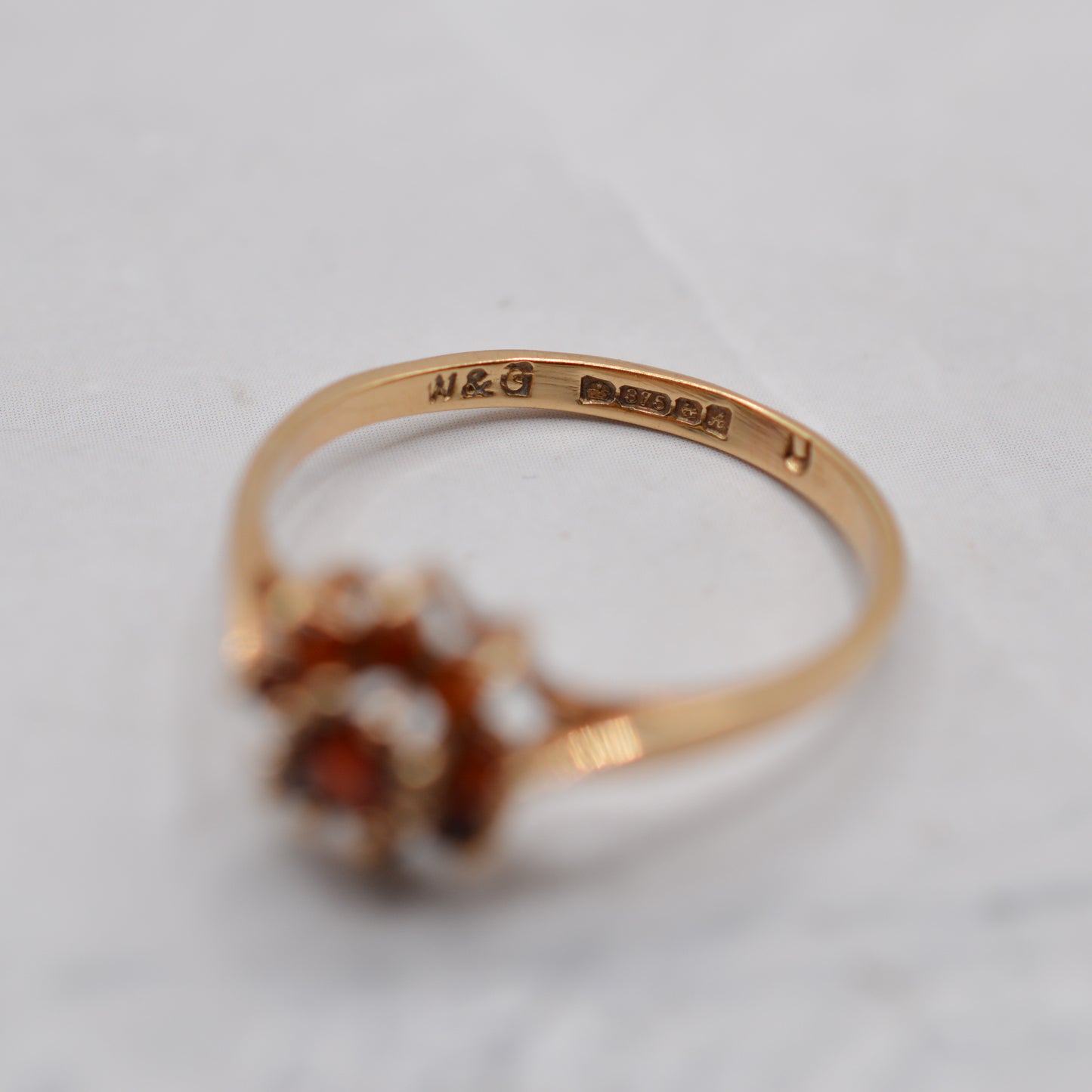 1970s Vintage 9ct Gold Garnet Cluster Ring