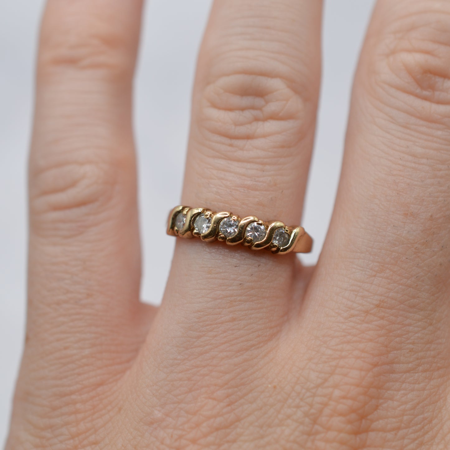 1990s 9ct Gold Diamond Five-Stone Ring