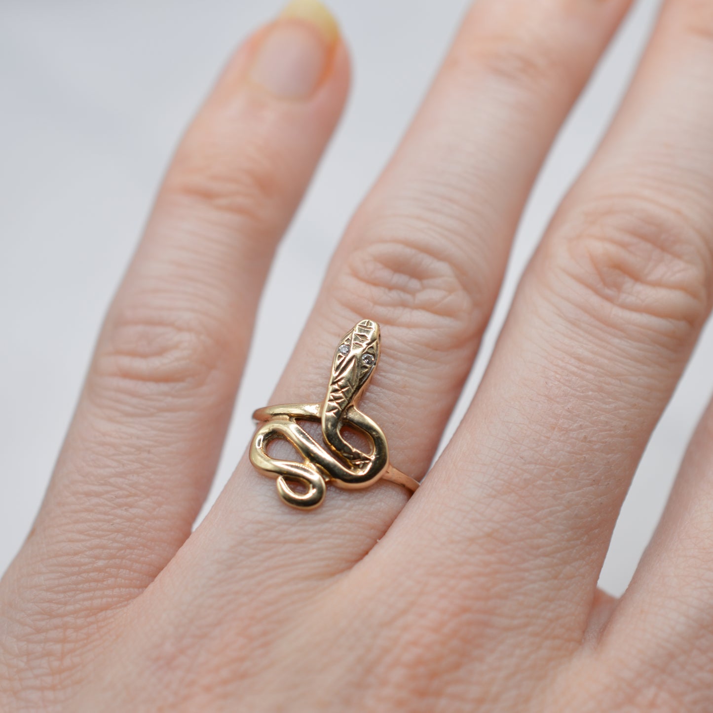 1980s 9ct Gold Snake Ring
