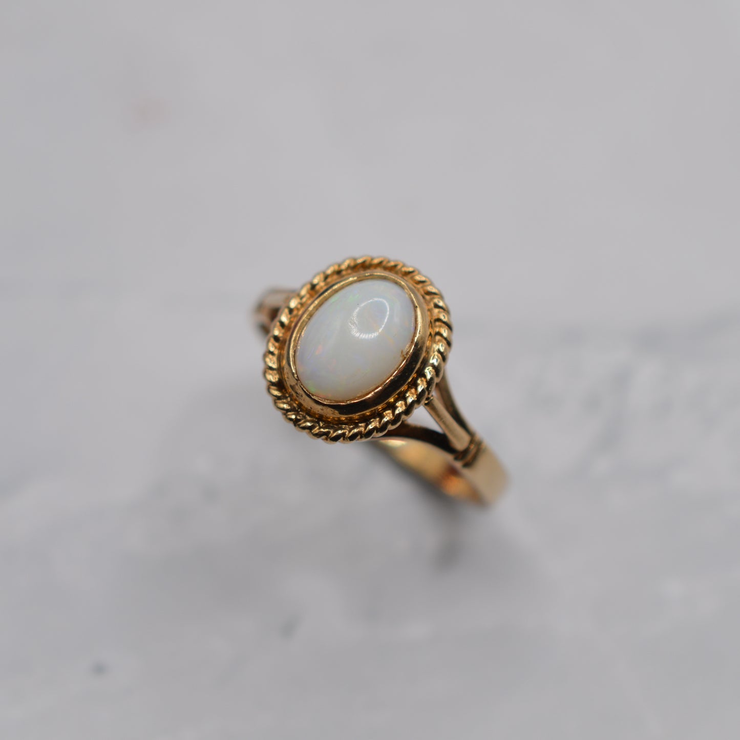 1990s 9ct Gold Opal Solitaire Ring