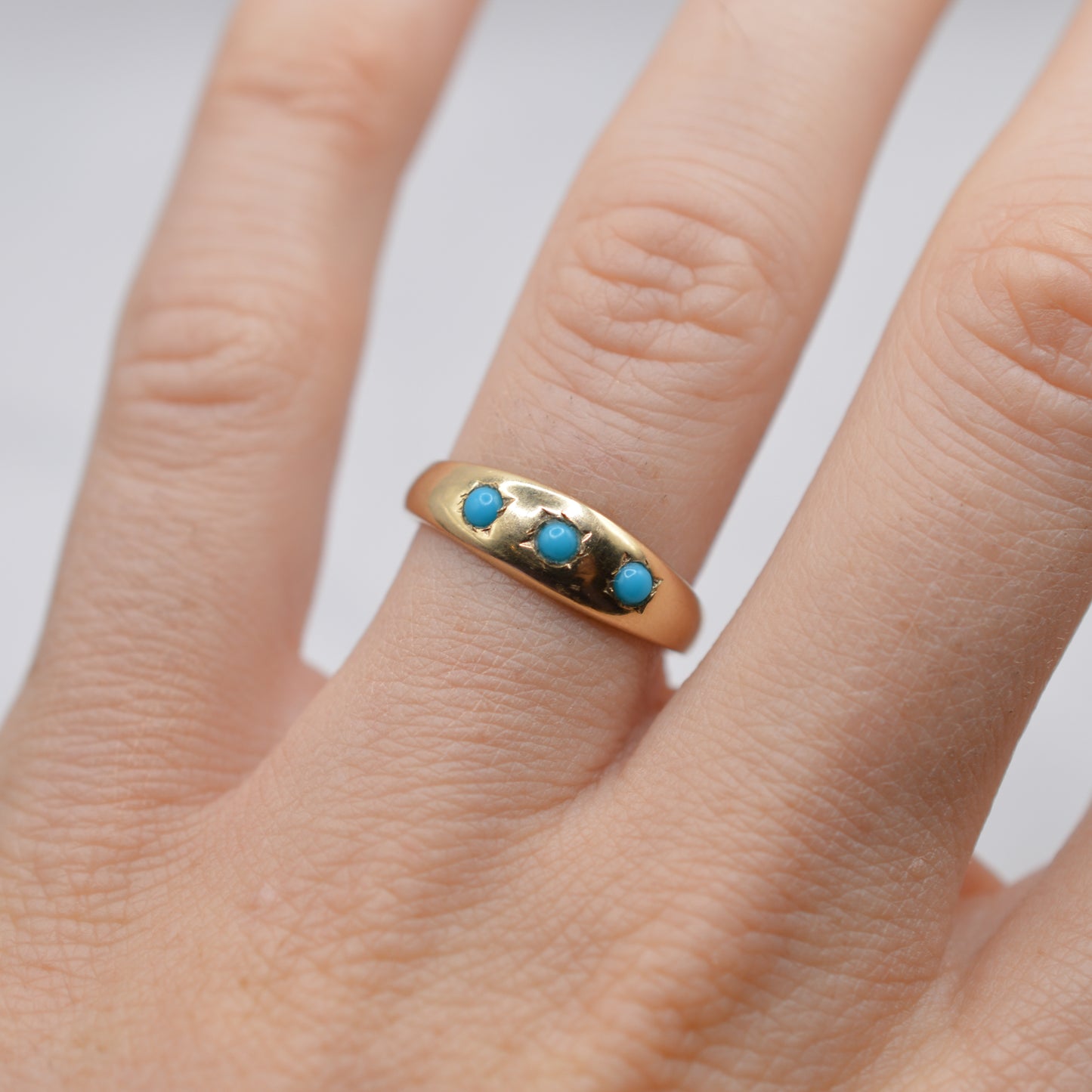 9ct Gold Turquoise Trilogy Gypsy Ring