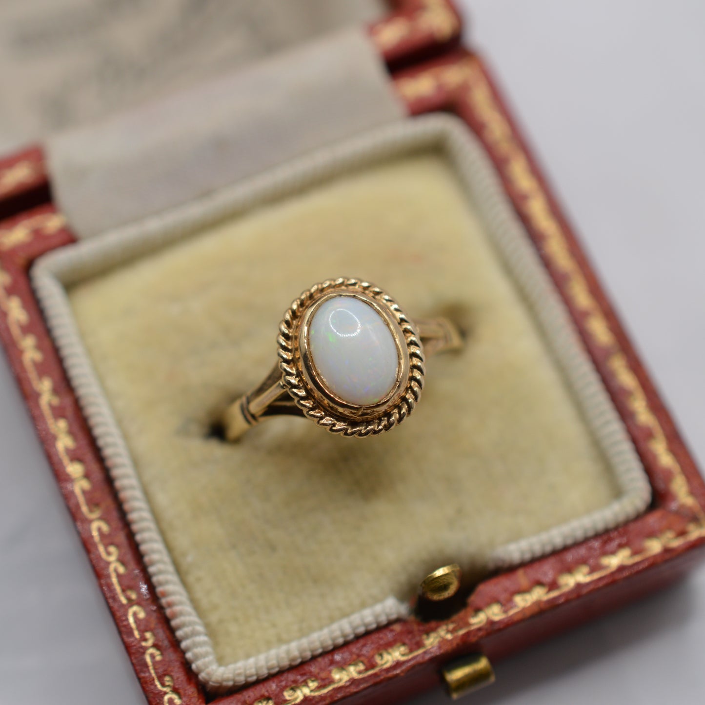 1990s 9ct Gold Opal Solitaire Ring
