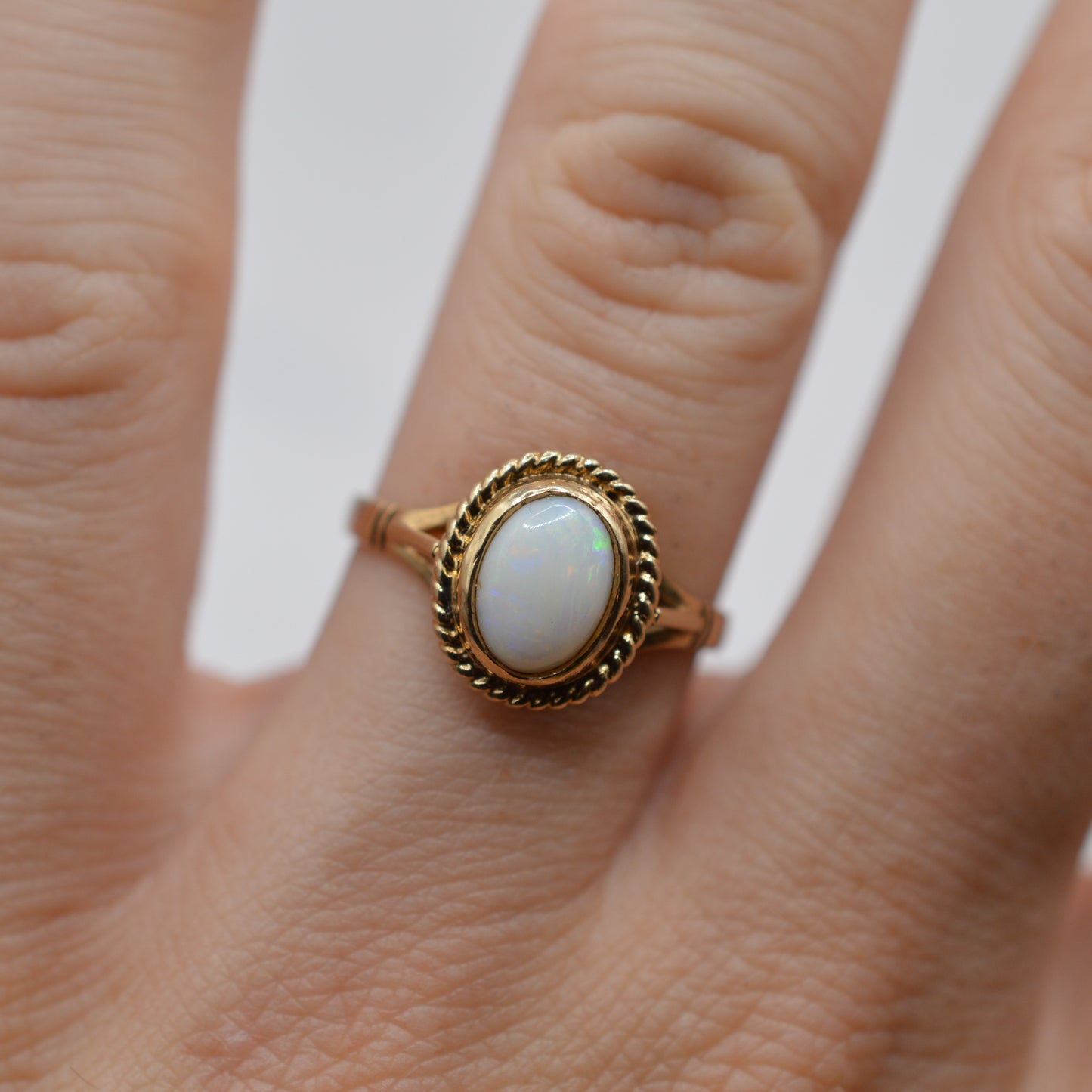 1990s 9ct Gold Opal Solitaire Ring