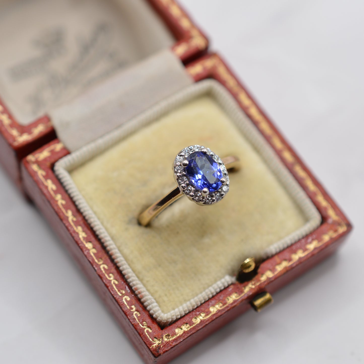 9ct Gold Tanzanite & Diamond Halo Cluster Ring