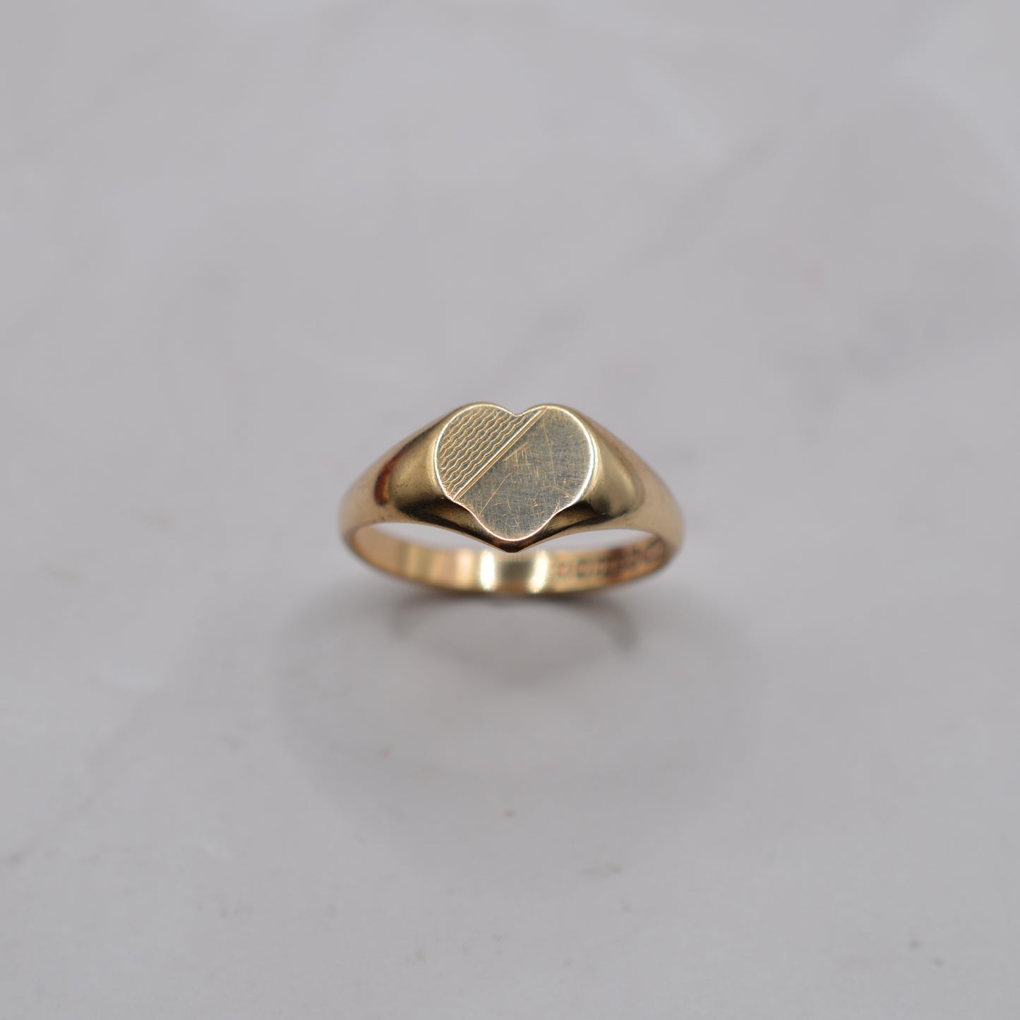 1950s Vintage 9ct Gold Heart Signet Ring