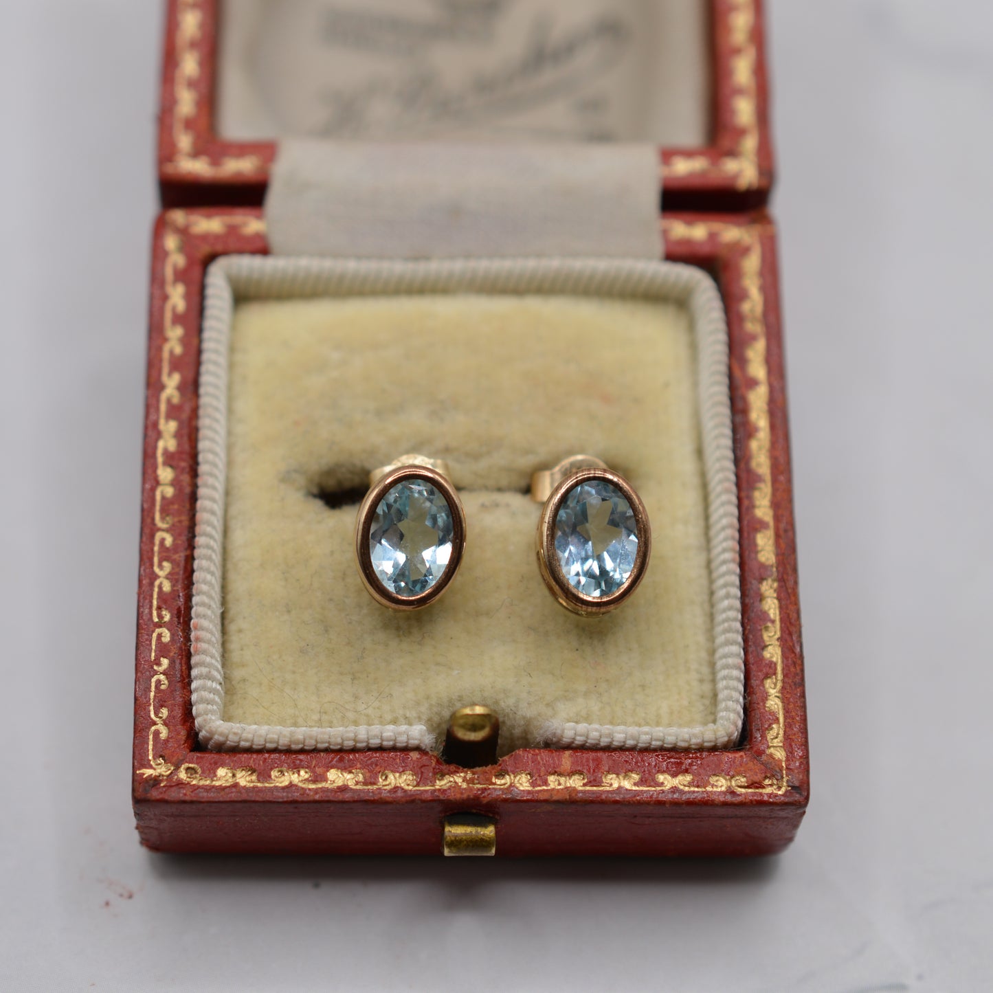 9ct Gold Blue Topaz Bezel-Set Stud Earrings
